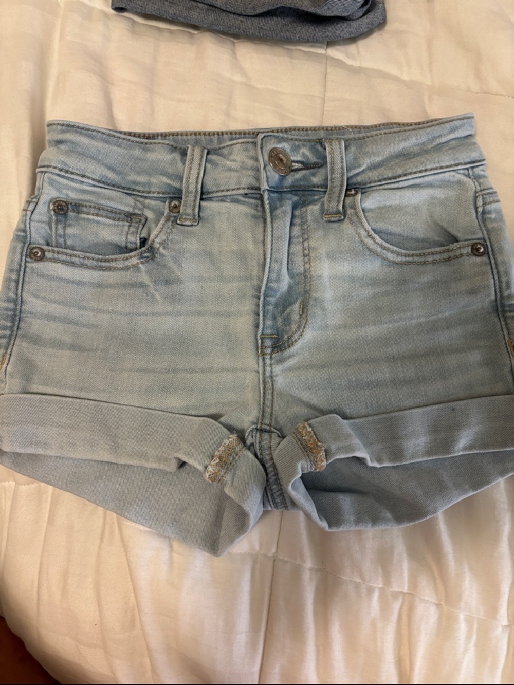 American Eagle Outfitters Light Blue Cuffed Denim Shorts